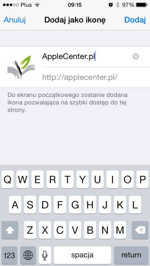 AppleCenter - Skrót na stronie początkowej 3